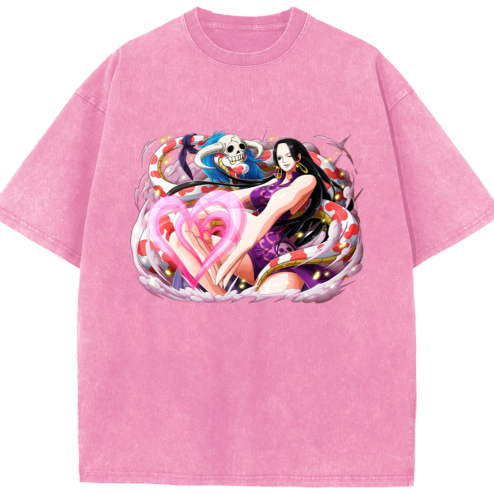 ワンピース ボア・ハンコック ONE PIECE Boa·Hancock 綿100% ヴィンテージ風 半袖Tシャツ（フロントプリント）